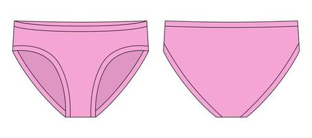 ilustração de desenho técnico de calcinha de meninas. cor rosa. cuecas infantis. vetor