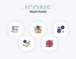 lave as mãos linha cheia de ícone pack 5 design de ícone. sólido. lavando. coronavírus. médico. sabão vetor