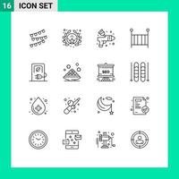 grupo de símbolos de ícone universal de 16 contornos modernos de carregamento berço aerógrafo crianças bebê elementos de design de vetores editáveis