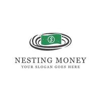 inspiração de logotipo de dinheiro aninhado, pode usar designs de logotipo de banco, contabilidade ou finanças vetor