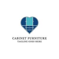 design de logotipo de móveis de armário de amor, perfeito para negócios encantadores e vetor de logotipo de loja