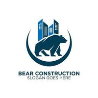 ilustração vetorial inspiração de logotipo de construção de urso, bom para marca de logotipo imobiliário vetor