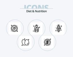 ícone da linha de dieta e nutrição pack 5 design de ícone. garrafa. garrafa. medicamento. café. dieta vetor