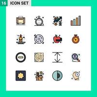 pacote de interface do usuário com 16 linhas básicas preenchidas com cores planas de elementos de design de vetores criativos editáveis de marketing analítico de casamento da interface do usuário