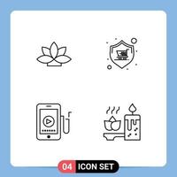 4 ícones criativos sinais modernos e símbolos de elementos de design de vetores editáveis de células de compras de plantas de música de flores