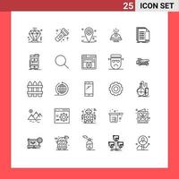 conjunto de 25 sinais de símbolos de ícones de interface do usuário modernos para arquivamento de elementos de design de vetores editáveis de comida de amor de hospital dos namorados
