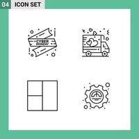 4 ícones criativos sinais e símbolos modernos de layout de fita cyber segunda-feira venda envio excelência elementos de design de vetores editáveis