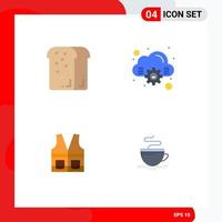 pacote de 4 sinais e símbolos de ícones planos modernos para mídia impressa na web, como jaqueta de pão, férias, computação, construção, elementos de design vetorial editáveis vetor