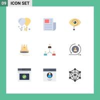 conjunto de 9 sinais de símbolos de ícones de interface do usuário modernos para empresa marketing exclamação educação elementos de design de vetores editáveis premuim