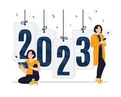 feliz ano novo 2023 comemore a ilustração do conceito de férias de inverno vetor