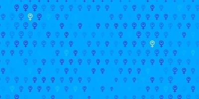 pano de fundo vector azul claro com símbolos de poder de mulheres.