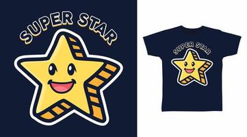 design de t-shirt de ilustração vetorial super estrela e outros usos. vetor
