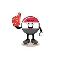 mascote dos desenhos animados dos fãs do número 1 da bandeira do iemen vetor