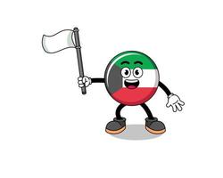 ilustração dos desenhos animados da bandeira do Kuwait segurando uma bandeira branca vetor