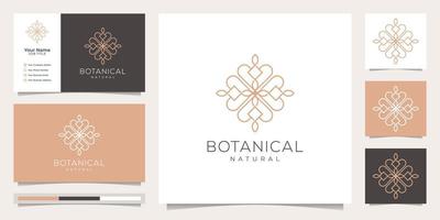 botânico feminino e floral, logotipo adequado para salão de spa, boutique de beleza de cabelo de pele e cosméticos, empresa.vetor premium vetor