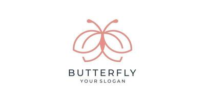 símbolo de ícone de design de logotipo de borboleta linear. vetor