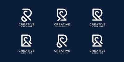 conjunto de design minimalista do logotipo criativo r. logotipo inicial r do conceito abstrato para sua empresa de negócios. vetor