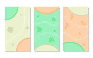 conjunto de verde, cinza e laranja. fundo abstrato alegre com cor pastel. conceito simples, plano e colorido. usado para papel de parede, pano de fundo, histórias de mídia social, espaço para cópia e pôster vetor