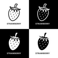 logotipo de ícone de comida orgânica de morango. vetor de ilustração de símbolo de agricultura de frutas frescas