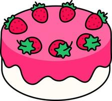 ilustração de elemento de ícone de sobremesa de bolo de morango de baunilha contorno colorido vetor