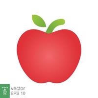 ícone de maçã vermelha. estilo plano simples. fruta fresca de maçã com folhas, folha verde, brilhante, conceito de comida. ilustração vetorial isolada no fundo branco. eps 10. vetor