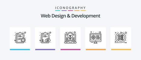 pacote de ícones de linha 5 de design e desenvolvimento da web, incluindo relógio. Programas. desenvolvimento. engrenagem css. design de ícones criativos vetor