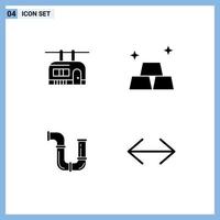 grupo de símbolos de ícone universal de 4 glifos sólidos modernos de reparo de elevador de cadeira viagem dinheiro água editável elementos de design vetorial vetor