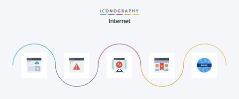 Internet Flat 5 Icon Pack, incluindo online. global. excluir. local na rede Internet. interface vetor