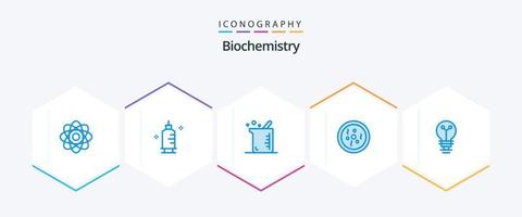 bioquímica 25 pacote de ícones azuis incluindo laboratório. Ciência. Maior. petri. química vetor