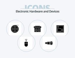 design de ícone do pacote de ícones de glifo de dispositivos 5. cam. música. meios de comunicação. equipamento. vídeo vetor