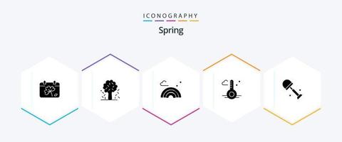 primavera 25 pacote de ícones de glifos, incluindo grande. tempo. primavera. termômetro. aceno vetor