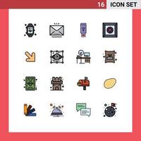 conjunto de 16 símbolos de símbolos de ícones de interface do usuário modernos para arte para baixo seta wi-fi favoritos elementos de design de vetores criativos editáveis