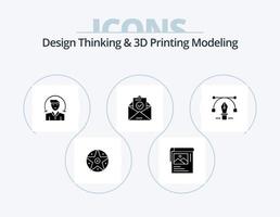 design thinking e dprinting modeling gliph icon pack 5 icon design. lápis. Educação. do utilizador. envelope. correspondência vetor