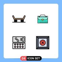 4 interface de usuário pacote de cores planas de sinais e símbolos modernos de skate excluir maleta cosmética 78 elementos de design de vetores editáveis