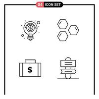 pacote de interface do usuário de 4 cores planas básicas de linhas preenchidas de elementos de design de vetores editáveis de dinheiro de espaço de ideia hexágono