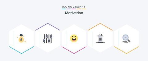 motivação 25 pacote de ícones planos, incluindo . achar. feliz. procurar. encontro vetor