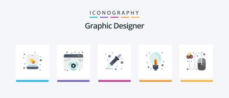 designer gráfico flat 5 icon pack incluindo ideia. criativo. rede. o negócio. liquidante. design de ícones criativos vetor