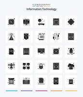 pacote de ícones pretos sólidos de 25 glifos de tecnologia da informação criativa, como sucesso. mensagem. instalação. roteador. rede vetor