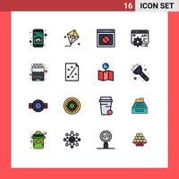 grupo de símbolos de ícone universal de 16 linhas preenchidas de cores planas modernas de interface de programa de aplicativo binário conceito de app api site editável elementos de design de vetor criativo