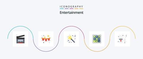 pacote de ícones de 5 planos de entretenimento, incluindo tic. tac. Estrela. prêmio. Estrela vetor