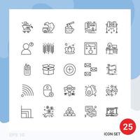 conjunto de 25 sinais de símbolos de ícones de interface do usuário modernos para iluminação de holofotes machado plano arquitetura elementos de design de vetores editáveis