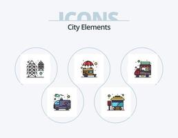 linha de elementos da cidade cheia de ícones do pacote 5 design de ícones. carro. lar. agua. cidade. armazenar vetor