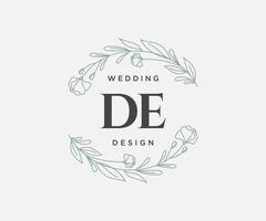 coleção de logotipos de monograma de casamento de letra inicial, modelos modernos minimalistas e florais desenhados à mão para cartões de convite, salve a data, identidade elegante para restaurante, boutique, café em vetor