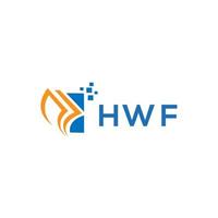 design de logotipo de contabilidade de reparo de crédito hwf em fundo branco. conceito de logotipo de carta de gráfico de crescimento de iniciais criativas hwf. design de logotipo de finanças de negócios hwf. vetor