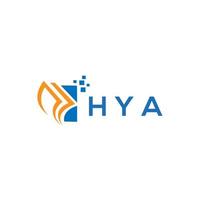 design de logotipo de contabilidade de reparação de crédito hya em fundo branco. conceito de logotipo de carta de gráfico de crescimento de iniciais criativas hya. design de logotipo de finanças de negócios hya. vetor