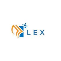 design de logotipo de contabilidade de reparo de crédito lex em fundo branco. conceito de logotipo de carta de gráfico de crescimento de iniciais criativas lex. design de logotipo de finanças de negócios lex. vetor