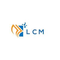 design de logotipo de contabilidade de reparo de crédito lcm em fundo branco. conceito criativo do logotipo da letra do gráfico do crescimento das iniciais do lcm. design de logotipo de finanças de negócios lcm. vetor