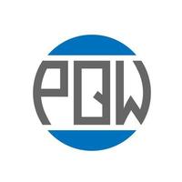 design de logotipo de letra pqw em fundo branco. pqw iniciais criativas circundam o conceito de logotipo. desenho de letras pqw. vetor