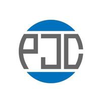 design de logotipo de carta pjc em fundo branco. conceito de logotipo de círculo de iniciais criativas pjc. design de letras pjc. vetor