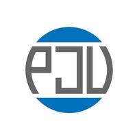 design do logotipo da carta pju em fundo branco. conceito de logotipo de círculo de iniciais criativas pju. design de letras pju. vetor
